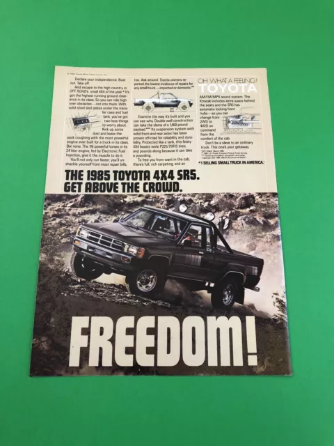 1985 Toyota Sr5 Sport 4X4 Pick Up Truck Original Print Ad Advertisement