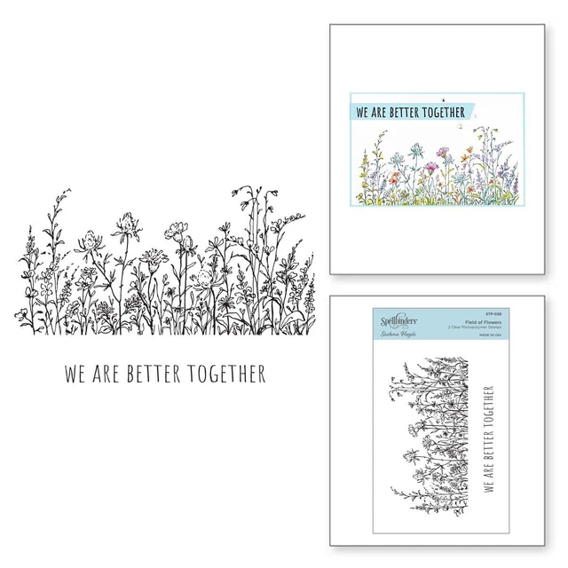 Spellbinders Field Of Flowers Clear Stamp Set Friendship Birthday Card Making