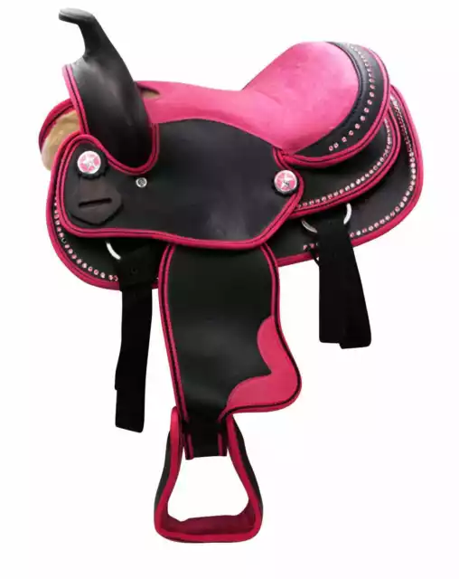 AMKA Pony/Shetty Westernsattel PEDRO in  pink mit Steigbügel und Riemen