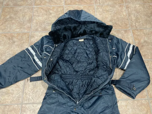 Vtg Snowmobile Suit BIG MAC Quilted Workwear Coveralls Medium Hood Blue LNWOT
