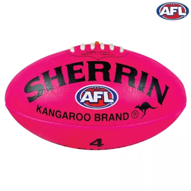 Sherrin KB Kangaroo Brand Synthetic AFL Football Pink - Size 4, 3, 2, 1