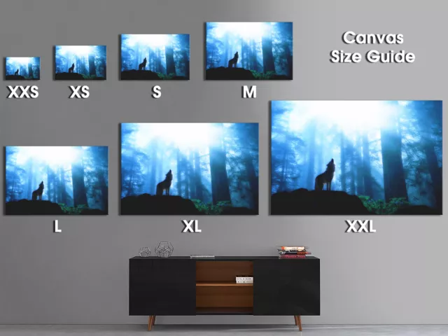A041 Blue Black Forest Wolf Purple  Animal Canvas Wall Art Large Picture Print 2