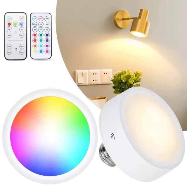 LED Puck Light E26/27 Base Light Bulbs Dimmable Battery Powered for Sconce Light