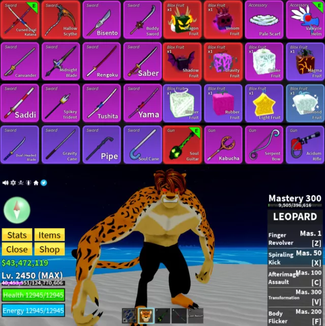 Conta Blox Fruit Nivel Max Raça Mink V3 (Haki Clrd) Leopard