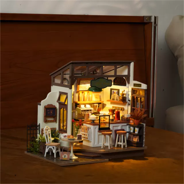 Rolife No.17 Café Miniature House LED 3D Wooden Dollhouse Decor Kid DIY Gift