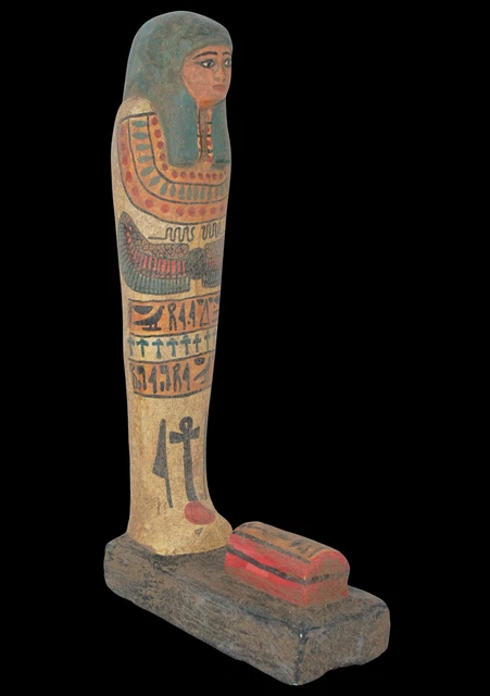 HERMOSA RARA ANTIGUA EGIPCIA ANTIGUA Reina Escarabajo Ushabti Madera Tumba...