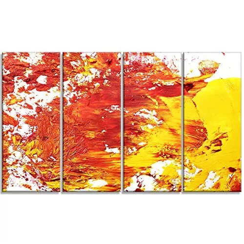 Designart Textured Red And Yellow Artcanvas Print48x284 Panels 28'' H X 48'' W X