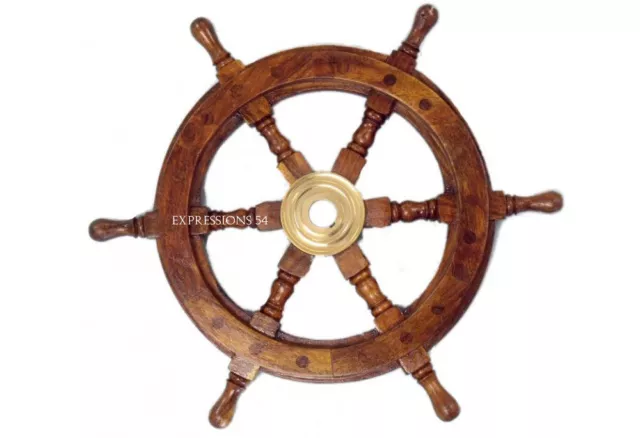 Wooden nautical Ships wheel Boat's Steering Wheel Helm 24" Marine Decoration