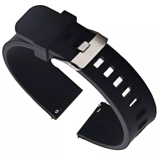 ⭐️Bracelet Montre Silicone plastique Noir  18 20 22 mm avec Boucle inoxydable⭐