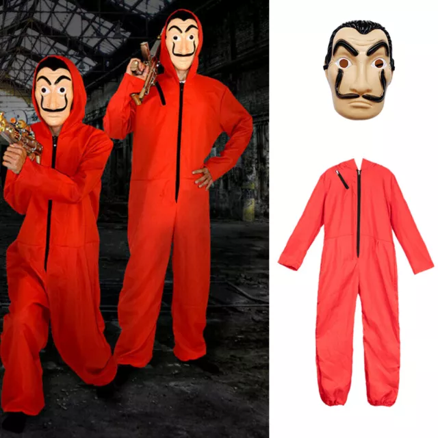 Mask Costume Cosplay Unisex Casa De Papel Jumpsuit Money Heist Salvador Dali La