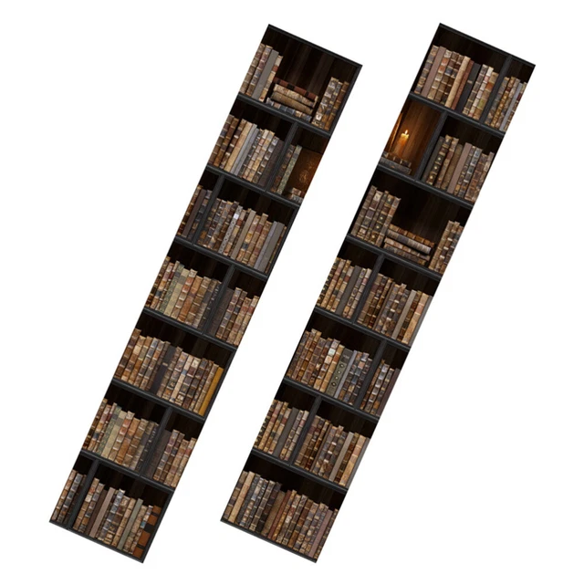 Sticker Porte 3D Bibliothèque – Papier Peint Étagère Livres Illusion Réaliste, Autocollant Amovible 86x200 Cm Pour Salon Chambre