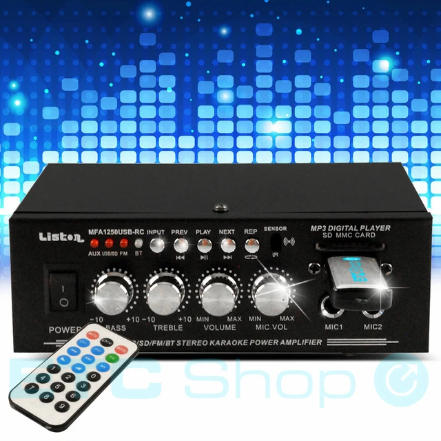 Amplificateur Stéréo Bluetooth 240W Avec Micros - Entrées USB, AUX, SD, Pour Fêtes Et Karaoké