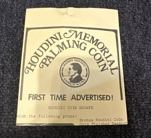 **VERY RARE** Houdini Memorial Palming Coin Escape Vintage Magic Trick