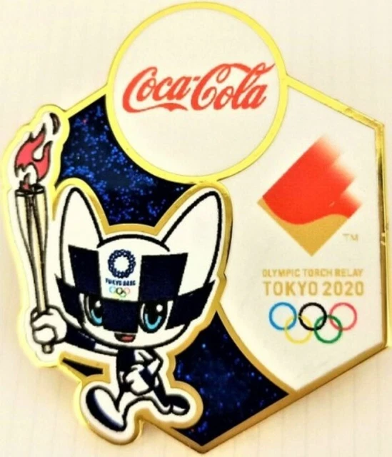2020 TOKYO COCACOLA Olympic Mascot Games Mark Glitter Sponsor Pin 2024