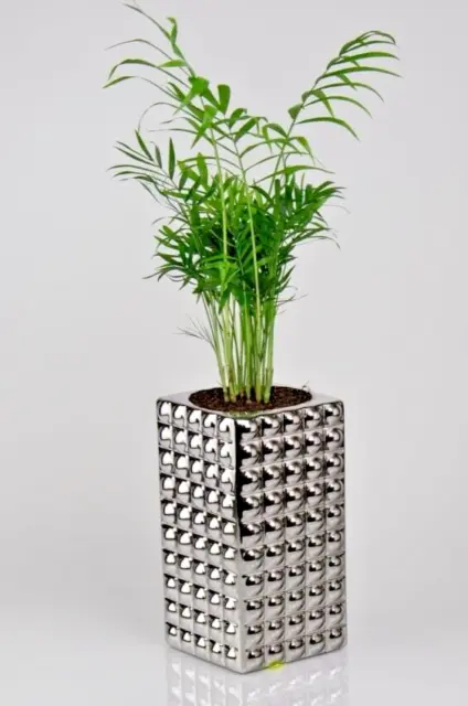 TALL Silver Flower Pot Ceramic Vase Modern Plant Holder Pots Indoor Garden
