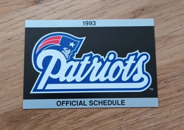New England Patriots, 1993, Official Schedule Card.