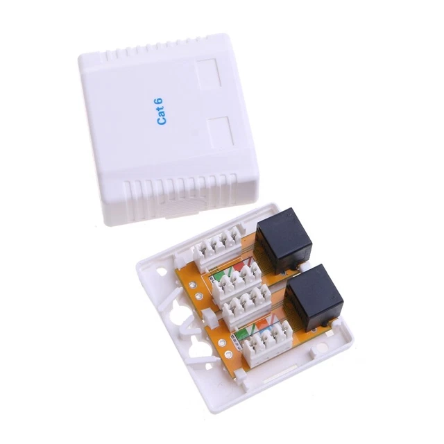 RJ45 JUNCTION BOX CAT6 8P8C Connector 2 Port Female Desktop Box $16.51 ...
