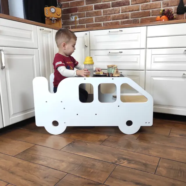 Learning tower 3in CAR white , adjustable height, step stool, Kitchen tower 3in1