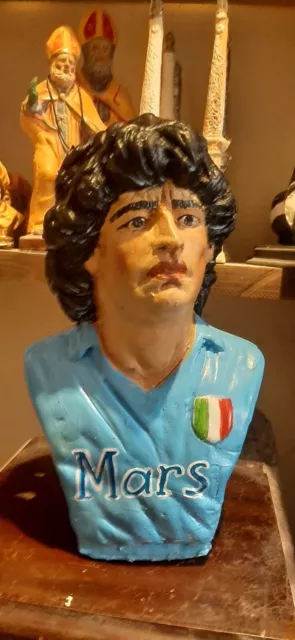 MARADONA Statua  Mezzo Busto 26cm opera in  ,terracotta Fatta E dipinta a mano