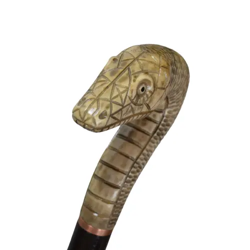 Wooden Walking Cane Stick with Reptor Snake  Handle Hand Carved 37" Hiking Stick