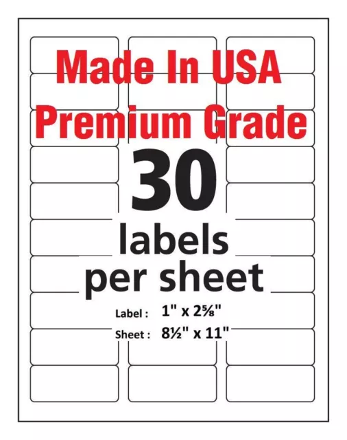 3000 Pro Office Shipping Address Mailing Labels-Made in USA-1" x 2 5/8"-30 UP