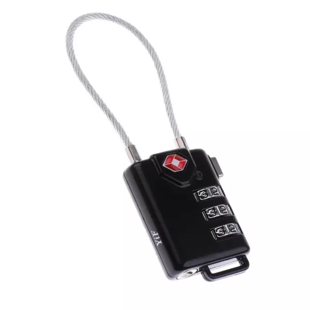 TSA Approved Cable Luggage Lock 3-Digit Combination Travel Password Lock BLK