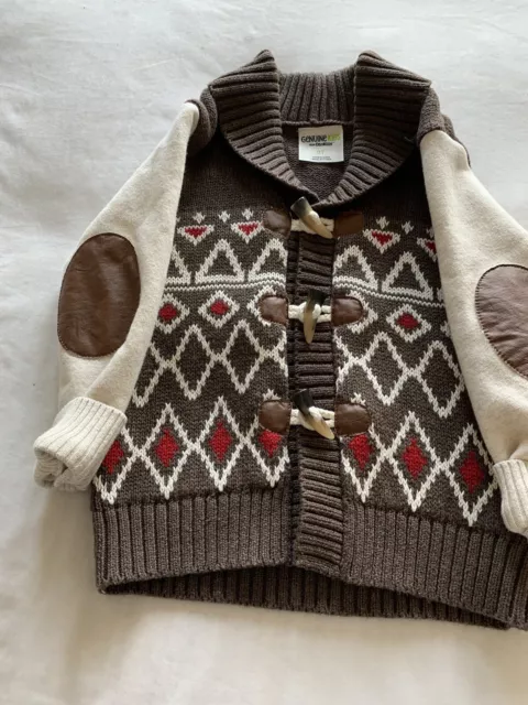 Oshkosh “Genuine Kids” Cute Warm Cotton Blend Rustic Sweater/cardigan In Size 3T