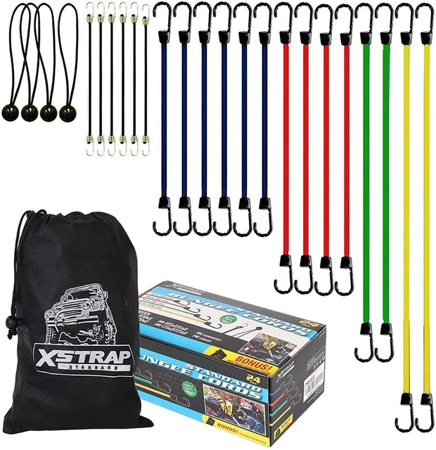 24 Pieces Heavy Duty Bungee Cords with Hooks, Elastic Bungee Co