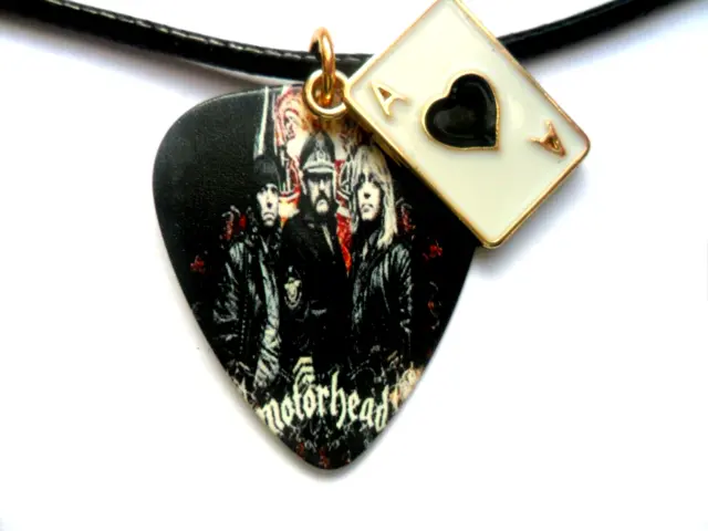 New MOTORHEAD Guitar Pick Ace of Spades Enamel Charm and Necklace
