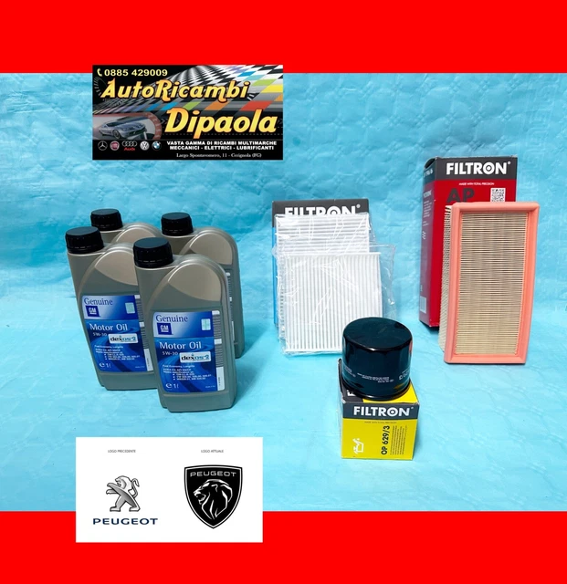 Kit Tagliando Completo Per PEUGEOT 208 I 1.4 GPL 70 KW (2013-2019) – Filtro Olio, Aria E Abitacolo, Spedizione Gratuita