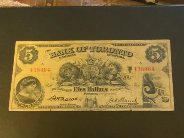 1937 The Bank of Toronto 5 Dollars