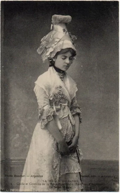 CPA Folklore. Old Normandy. 3. The Young Bride. Headdress and Costume