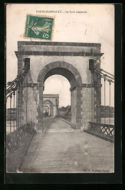 CPA Fourchambault, Le Pont suspendu