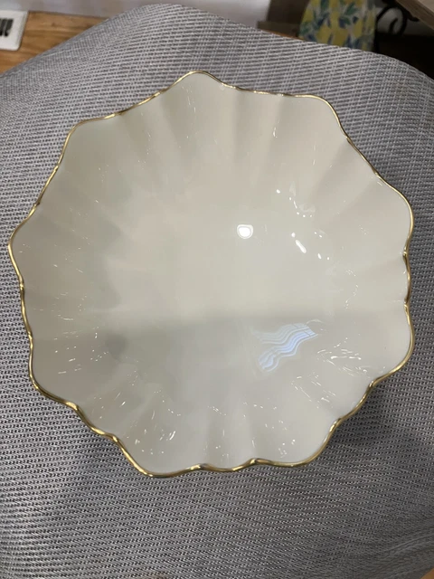 Vintage Lenox Bon Bon Bowl Symphony w/ 24 K Gold Trim Scalloped Footed 6" Bowl