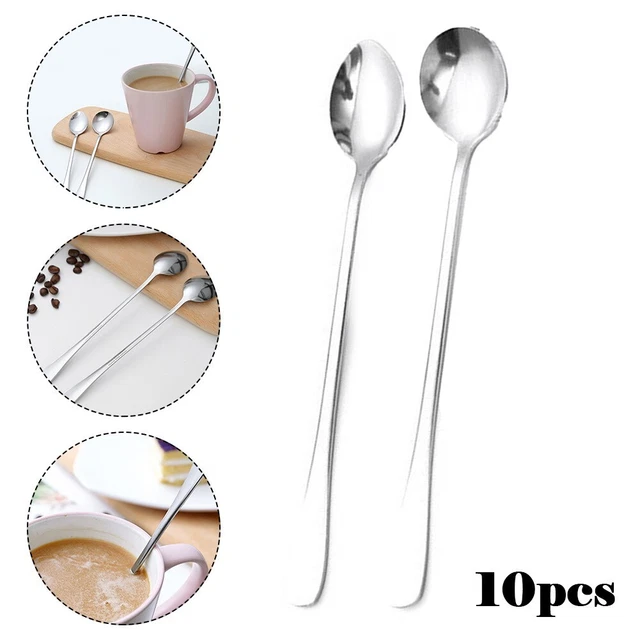 10 cucharas de acero inoxidable cucharas de mango largo cucharas de café cucharas de helado