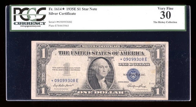 DBR 1935-E Silver STAR Fr. 1614* PCGS 30 Serial *09099308E