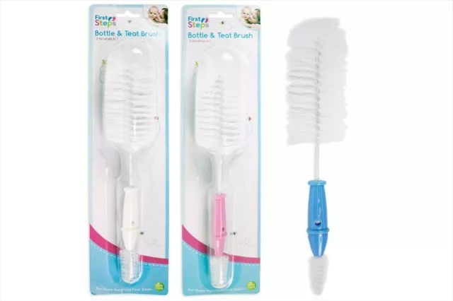 Baby Bottle Dummy Teat Cleaning Sterilising Bristle Brushes 2 in1 Brush UK SELLA