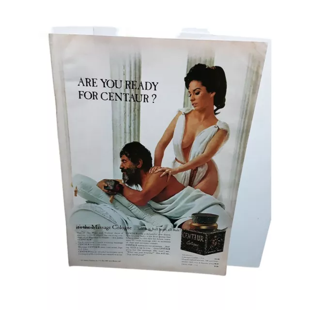 Vintage 1967 Centaur Massage Cologne Ad Original epherma