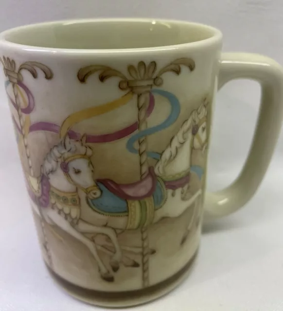 Vintage Otagiri Carousel Horse Horses Coffee Mug Tea Cup Merry Go Round Japan