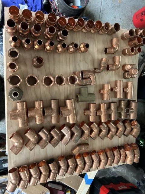 178 copper plumbing fittings lot 1” 1.25” 1.5” 2” Sweat Solder 1 1/4” 1 1/2”