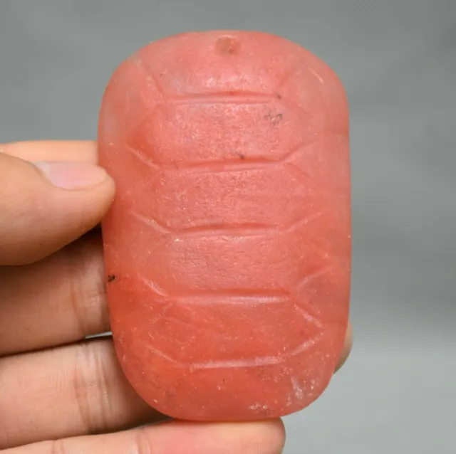 2.8" China,jade,hongshan culture,hand-carved,red Crystal,turtle shell,Pendant