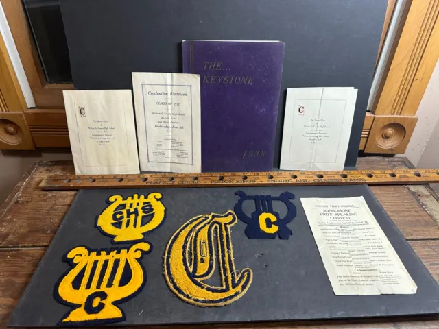 Lot 1938 Crosby High School Belfast Maine Jacket Letters, Yearbook, Invitations