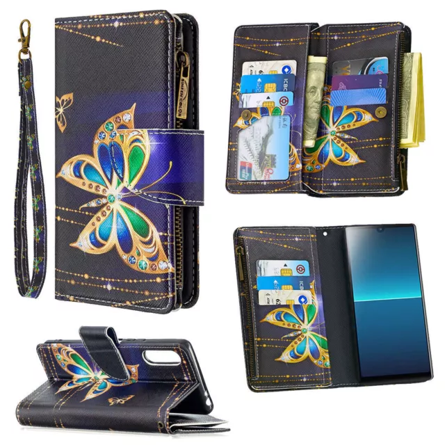 Butterfly Wallet Phone Case For iPhone Samsung Huawei Xiaomi OPPO Infinix LG Mot