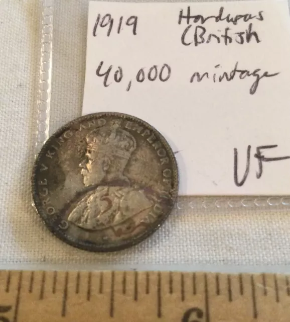 British Honduras 1919 Twenty-five Cents Silver Coin Low Mintage Higher Grade!