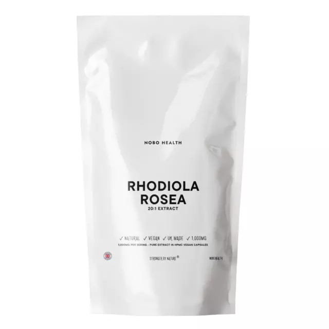 Rhodiola Rosea 20:1 Extract - HPMC Capsules - 1,000mg by NoBo UK