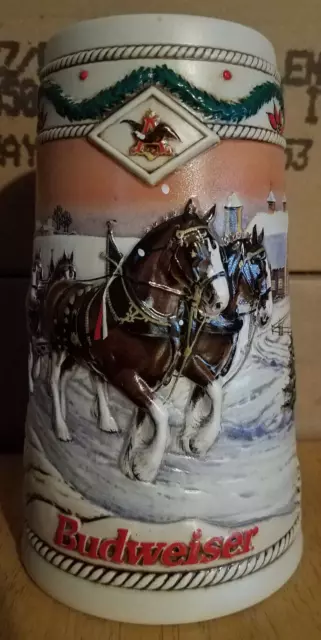 1996 Budweiser Holiday Stein  American Homestead