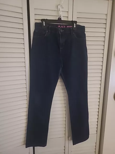 The Childrens Place Jeans Girls Size 16 Skinny Dark Wash Adjustable Waist EUC