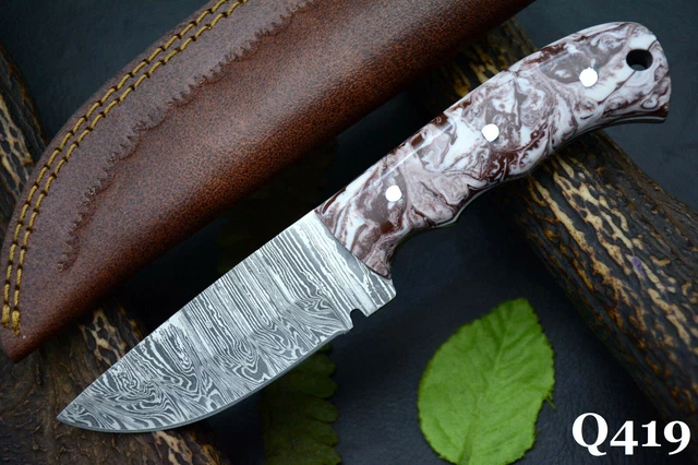 8.0" OAL Custom Hand Forged Damascus Steel Hunting Knife Handmade (Q419)