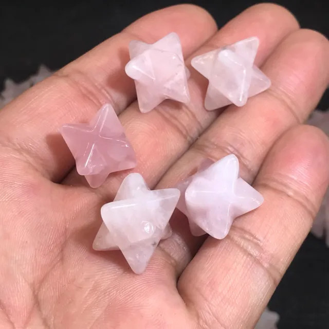 5pcs Natural rose quartz Mini Merkaba Star quartz crystal reiki heal gem