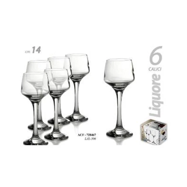 6 Bicchieri Calici In Vetro Trasparente Da 330 Ml Bevande Acqua Vino Rosso